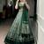 GREEN  Tasar Silk Lehenga Set with Kalamkari Print & Lace Border     Includes Blouse & Tassel Dupatta