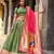 GREEN Women's Simmer Organza Lehenga Choli with Zari Weaving Work, Paithani Jacquard Silk Dupatta