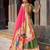 GREEN Women's Simmer Organza Lehenga Choli with Zari Weaving Work, Paithani Jacquard Silk Dupatta