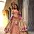 PEACH Women's Simmer Organza Lehenga Choli with Zari Weaving Work, Paithani Jacquard Silk Dupatta