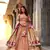 PEACH Women's Simmer Organza Lehenga Choli with Zari Weaving Work, Paithani Jacquard Silk Dupatta