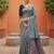 grey  soft pure muga cotton  saree with meenakari  weaving  motifs and contrast blouse