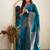 Turquoise soft silk blend banarasi jacuard work designer saree with blouse
