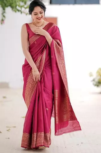 Pink silk blend banarasi jaquard designer saree with blouse