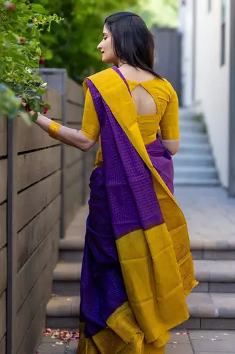 Purple silk blend banarasi jaquard designer saree with blouse