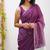 Wine soft linen slub jacuard work designer saree with blouse