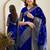Blue soft silk blend banarasi jacuard work designer saree with blouse