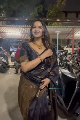 Black silk blend banarasi jaquard designer saree with blouse