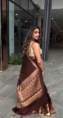 Maroon silk blend banarasi jaquard designer saree with blouse 3