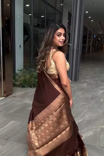 Maroon silk blend banarasi jaquard designer saree with blouse