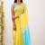 Yellow soft linen slub jacuard work designer saree with blouse