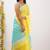 Yellow soft linen slub jacuard work designer saree with blouse