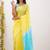 Yellow soft linen slub jacuard work designer saree with blouse