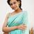Turquoise soft linen slub jacuard work designer saree with blouse