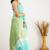 Turquoise soft linen slub jacuard work designer saree with blouse