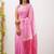 Pink soft linen slub jacuard work designer saree with blouse