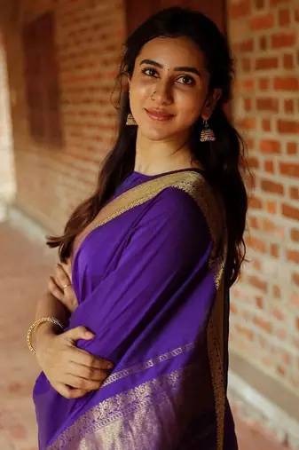 Purple soft silk blend banarasi jacuard work designer saree with blouse