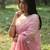 Baby pink soft linen slub jacuard work designer saree with blouse
