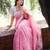 Baby pink soft linen slub jacuard work designer saree with blouse