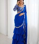 blue sequins georgette lehenga choli with dupatta