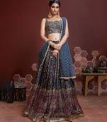 Blue Silk Bandhani Lehenga Set Choli With Dupatta With Zari Work
