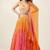 Orange Pink Bandhani Print Sequince Embroidery Organza Lehenga Choli With Dupatta