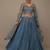 Blue Sequins Georgette Lehenga Set Choli With Dupatta With Dupatta
