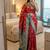 red soft silk blend saree with zari weaving meenakari design