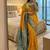 yellow soft silk blend saree with zari weaving meenakari design