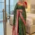 green soft silk blend saree with zari weaving meenakari design