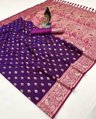 wine soft banarasi silk saree with zari weaving meenakari design 3