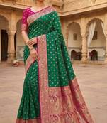 sea green soft banarasi silk saree with zari weaving meenakari design