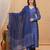 Blue rayon printed designer kurta set with dupatta