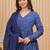 Blue rayon printed designer kurta set with dupatta