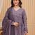 Purple rayon printed designer kurta set with dupatta