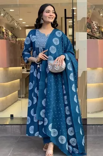 Morpich rayon embroidered designer kurta set with dupatta