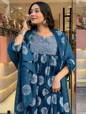 Morpich rayon embroidered designer kurta set with dupatta 3