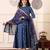 Blue rayon printed designer kurta set with dupatta