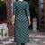 Bottle green rayon printed designer kurta set with dupatta