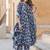 Navy blue rayon printed designer kurta set with dupatta
