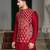 Red embroidered silk kurta jacket set