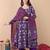 Purple rayon printed designer kurta set with dupatta