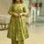 Parrot green rayon printed designer kurta set with dupatta