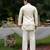Ivory printed linen kurta jacket set