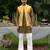 Mustard embroidered linen kurta jacket set