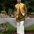 Mustard embroidered linen kurta jacket set
