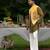 Mustard embroidered linen kurta jacket set