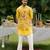 Yellow embroidered organza kurta jacket set