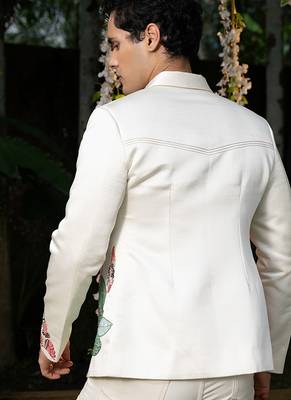 Ivory embroidered linen jacket 3