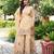  cream chinon kurta palazzo set sweet heart neck
